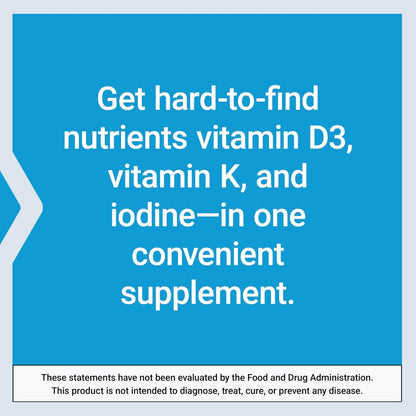 Life Extension Vitamine D und K mit Meeres-Jod – Vitamin D3, Vitamin K1 und K2, Jod – Unterstützt Immun-, Knochen-, Arterien- und Schilddrüsengesundheit – Nicht-GVO, glutenfrei, 60 Kapseln