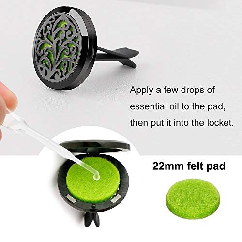 RoyAroma Auto-Lufterfrischer Vent-Clip – 2 Stück 30 mm Schwarzer Auto-Duftdiffusor für Zuhause, Büro & Raum mit 12 Filzpads – Geschenkidee für Frauen & Männer