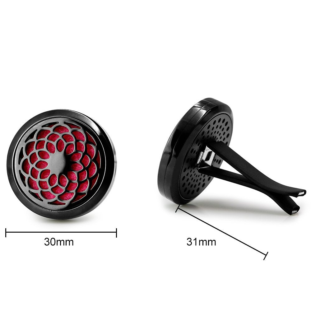 RoyAroma Auto-Lufterfrischer Vent-Clip – 2 Stück 30 mm Schwarzer Auto-Duftdiffusor für Zuhause, Büro & Raum mit 12 Filzpads – Geschenkidee für Frauen & Männer