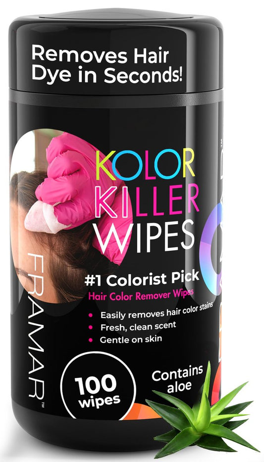 Framar Kolor Killer Wipes – 100er Spender: Haarfarbentferner für Haut & gefärbtes Haar, sanft, angenehmer Duft