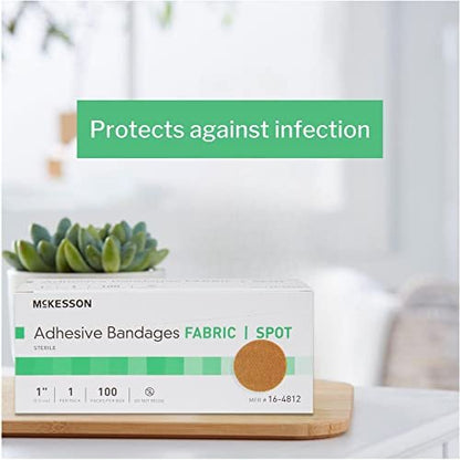 McKesson Pflaster, steril, Stoff, rund, 1 Zoll, 100 Stück, 1 Packung - hautfarben