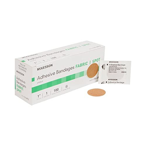 McKesson Pflaster, steril, Stoff, rund, 1 Zoll, 100 Stück, 1 Packung - hautfarben