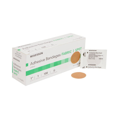 McKesson Pflaster, steril, Stoff, rund, 1 Zoll, 100 Stück, 1 Packung - hautfarben