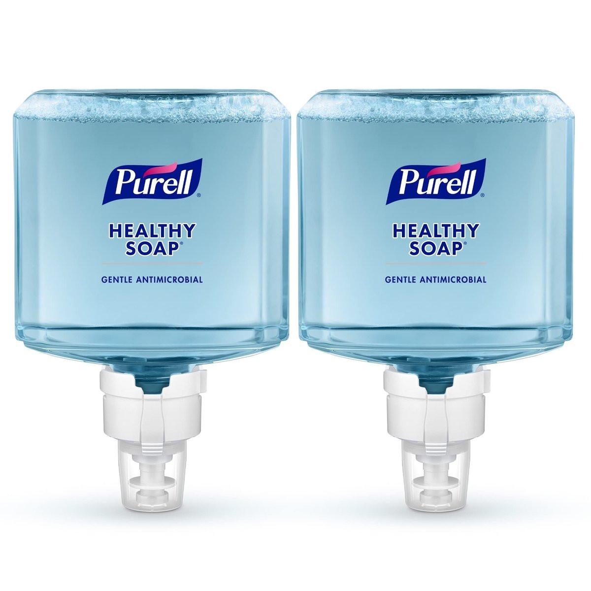 PURELL HEALTHY SOAP 0,5 % BAK Antimikrobieller Schaum, leicht parfümiert, 1200 ml Nachfüllpackung für PURELL ES8 Automatik-Seifenspender (2er-Pack) – 7779-02 – Hergestellt von GOJO, Inc.