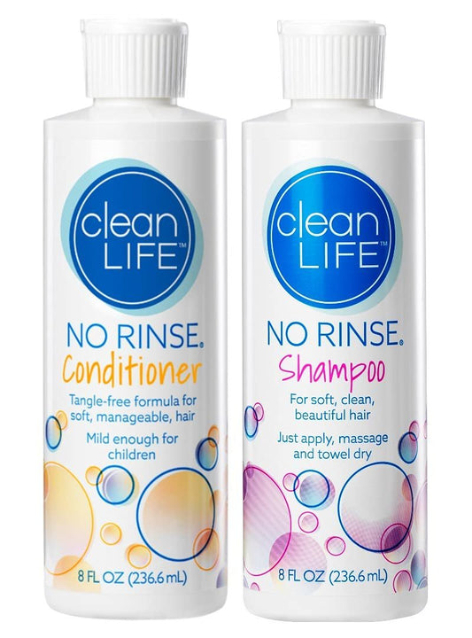 No-Rinse Shampoo und Conditioner Bundle – 8 fl oz pro Flasche – Hinterlässt das Haar frisch, sauber und geruchsfrei