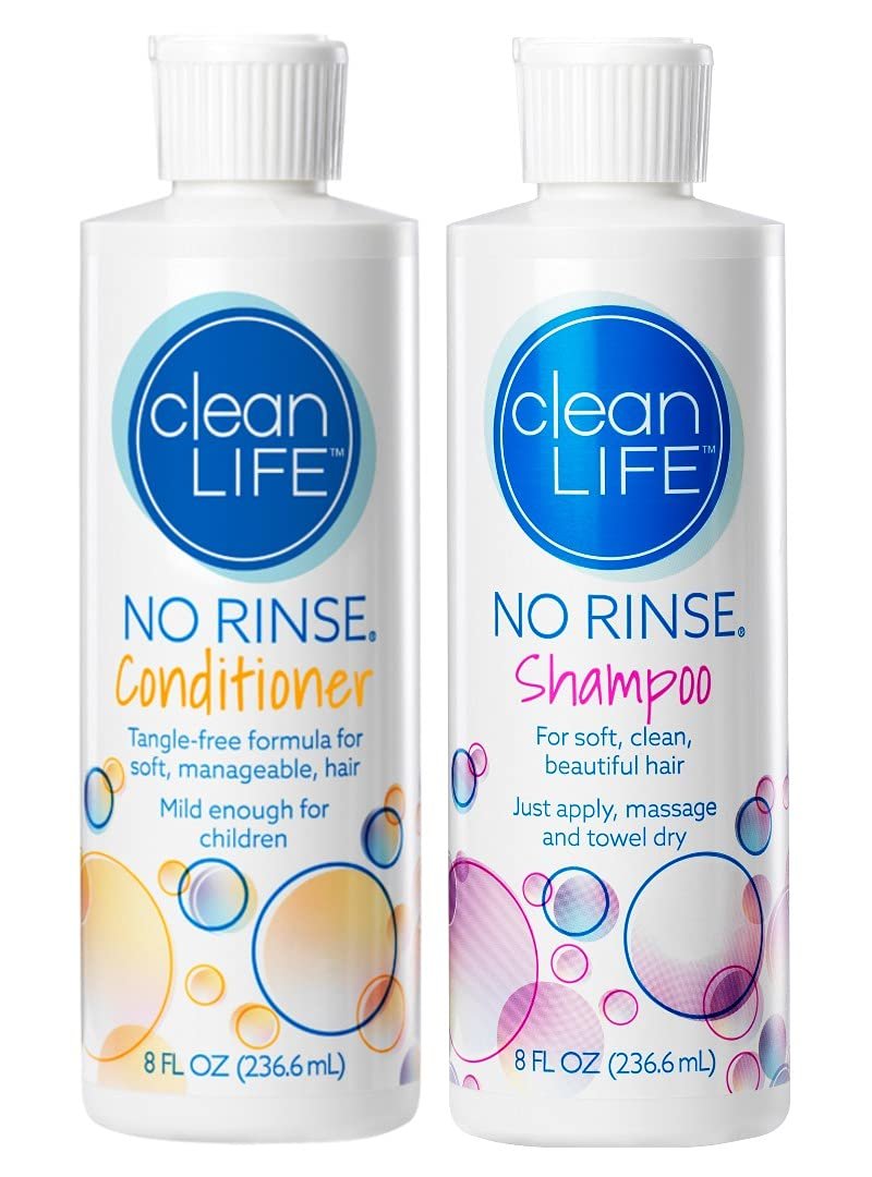 No-Rinse Shampoo und Conditioner Bundle – 8 fl oz pro Flasche – Hinterlässt das Haar frisch, sauber und geruchsfrei