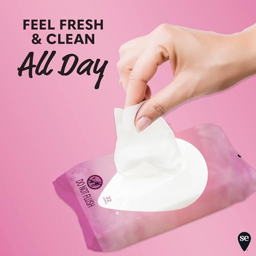 Summer's Eve Simply Sensitive Feuchttücher für die Intimhygiene, pH-ausgeglichene Mizellenwasser-Formel, hilft vaginalen Geruch zu kontrollieren, wiederverschließbare Packung, 32 Tücher, 4er-Pack