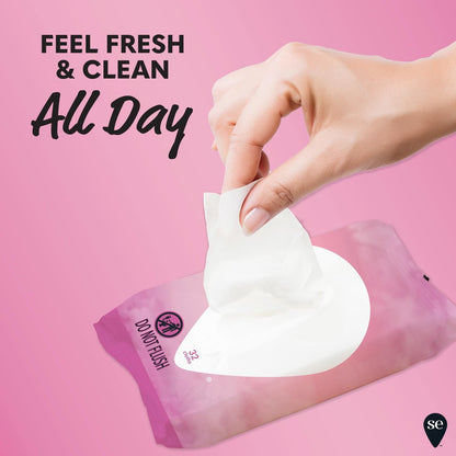 Summer's Eve Simply Sensitive Feuchttücher für die Intimhygiene, pH-ausgeglichene Mizellenwasser-Formel, hilft vaginalen Geruch zu kontrollieren, wiederverschließbare Packung, 32 Tücher, 4er-Pack