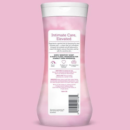 Summer's Eve Simply Sensitive All-Over Daily Feminine Waschgel, pH-ausgeglichene Körperwäsche für Frauen, sanfte Intimpflege gegen vaginalen Geruch, gynäkologisch getestet, 3 x 444 ml