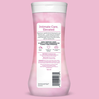 Summer's Eve Simply Sensitive All-Over Daily Feminine Waschgel, pH-ausgeglichene Körperwäsche für Frauen, sanfte Intimpflege gegen vaginalen Geruch, gynäkologisch getestet, 3 x 444 ml