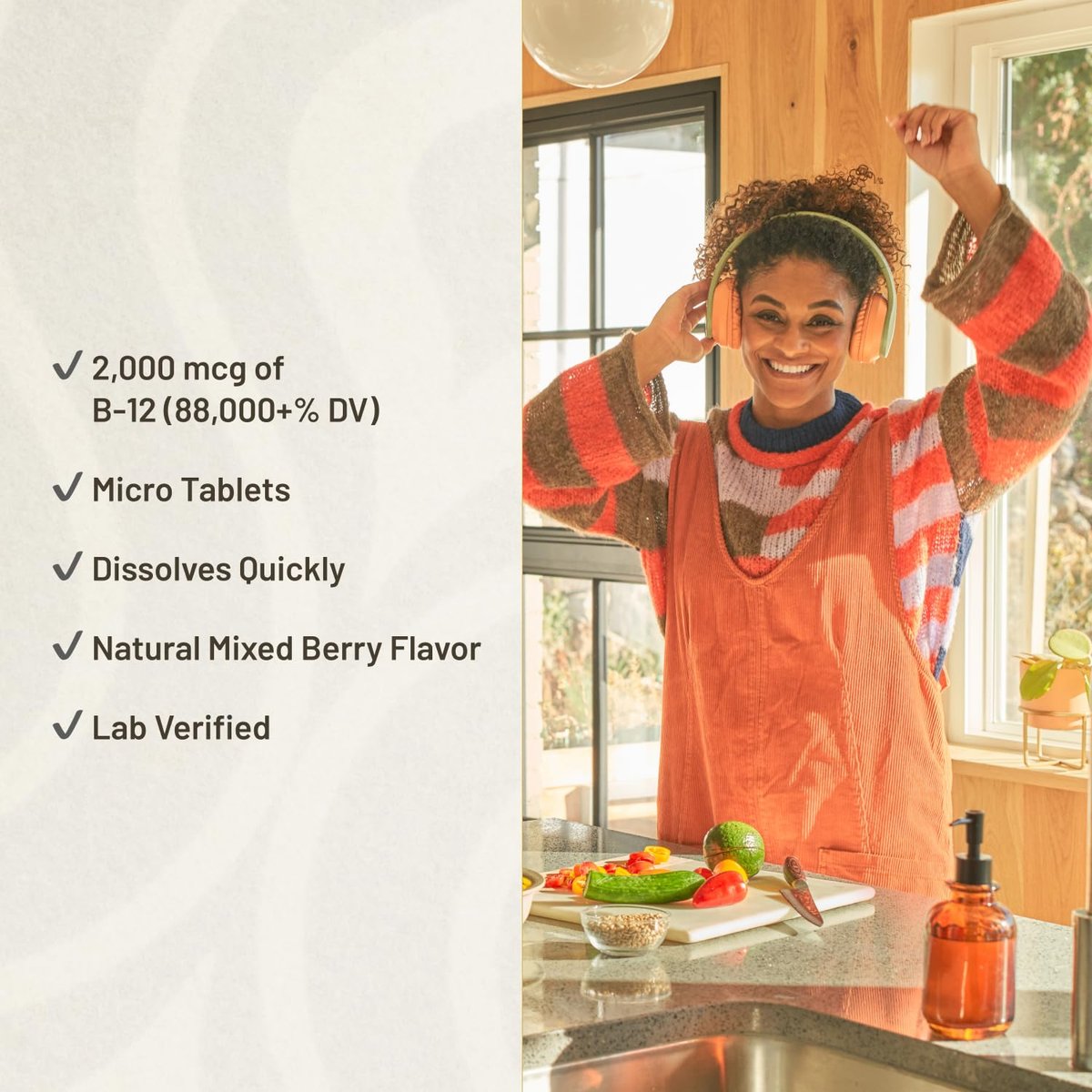 KAL Vitamin B12 Methylcobalamin und Adenosylcobalamin 2000 mcg ActivMelt – Hochdosierte B12-Energie-Tabletten für Stoffwechsel, Nerven und rote Blutkörperchen, natürlicher Beerengeschmack, 60 Mikro-Tabletten