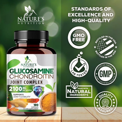 Glucosamin Chondroitin MSM – Gelenkunterstützung für Männer und Frauen – Dreifach stark mit Curcumin & Boswellia – 180 Kapseln