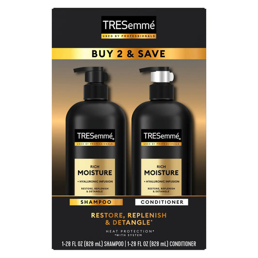 TRESemmé Rich Moisture Shampoo und Conditioner Set für trockenes Haar mit Vitamin E und Biotin, 2 x 828 ml
