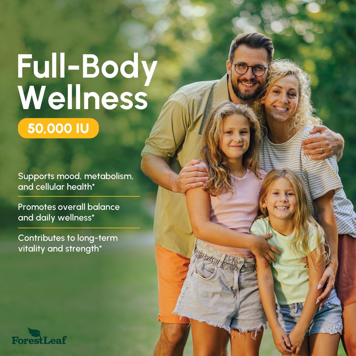 ForestLeaf Vitamin D3 50.000 IE | Hochdosiertes Vitamin D für Knochen, Immunsystem & Zähne | Wochenkapseln, 120 Kapseln, 2-Jahres-Vorrat