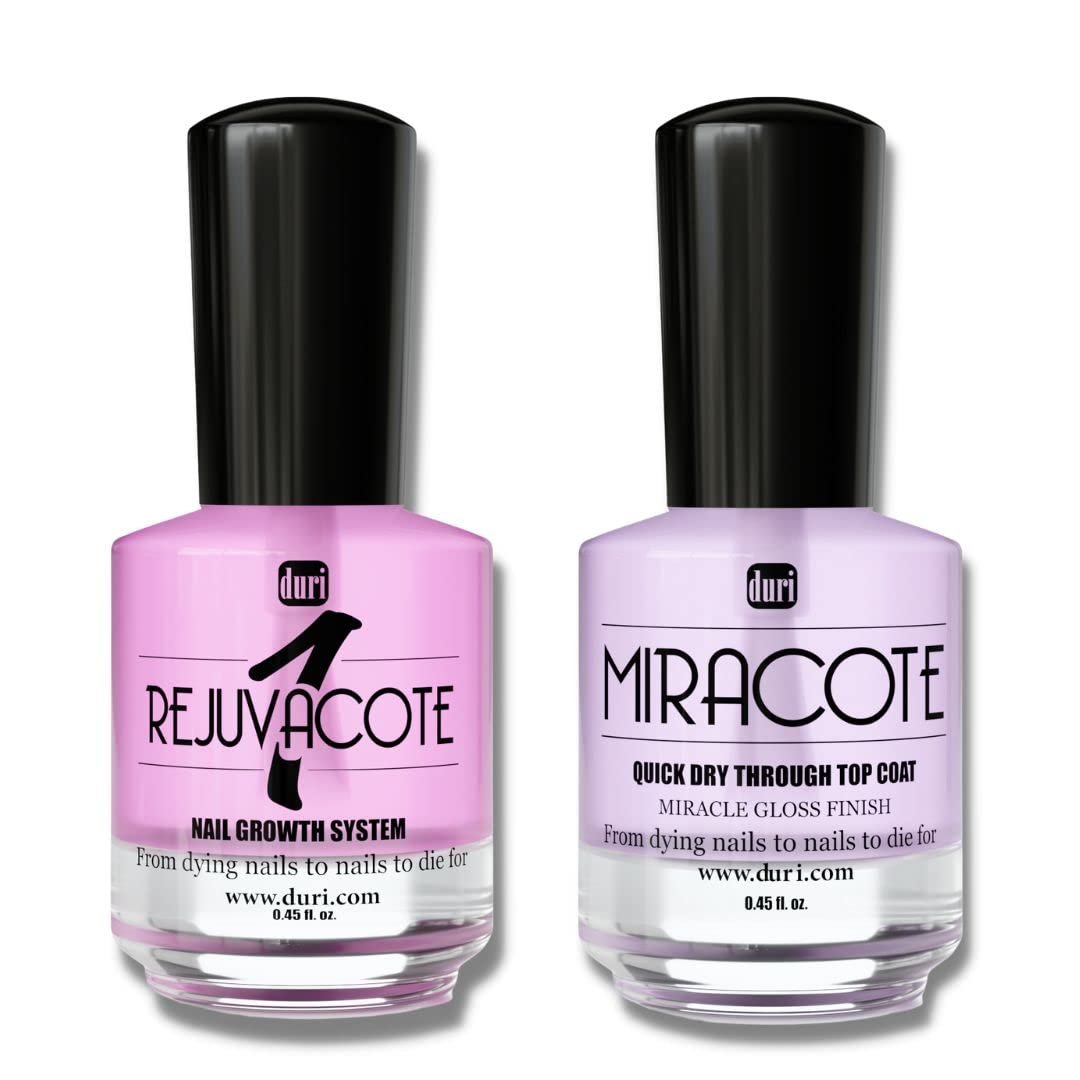 duri Rejuvacote 1 Original Maximum Strength Nagelhärter-System mit Base Coat, Top Coat und Miracote Quick Dry Top Coat – 0,9 Fl Oz
