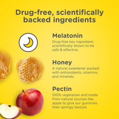 Zarbee's Melatonin Gummis 3mg – Schlafergänzung für erholsamen Schlaf, natürlicher Mix aus Früchten, für Erwachsene ab 12 Jahren, 60 Stück