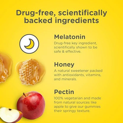 Zarbee's Melatonin Gummis 3mg – Schlafergänzung für erholsamen Schlaf, natürlicher Mix aus Früchten, für Erwachsene ab 12 Jahren, 60 Stück
