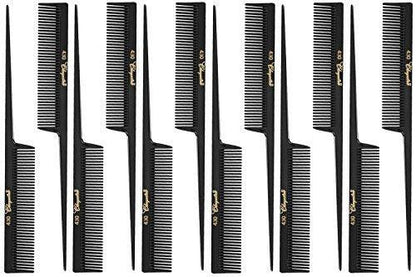Cleopatra Barber-Haarkamm 430 8" Grober Rattail-Kamm (12er-Pack) – 12 x SB-C430-BLK