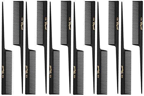 Cleopatra Barber-Haarkamm 430 8" Grober Rattail-Kamm (12er-Pack) – 12 x SB-C430-BLK