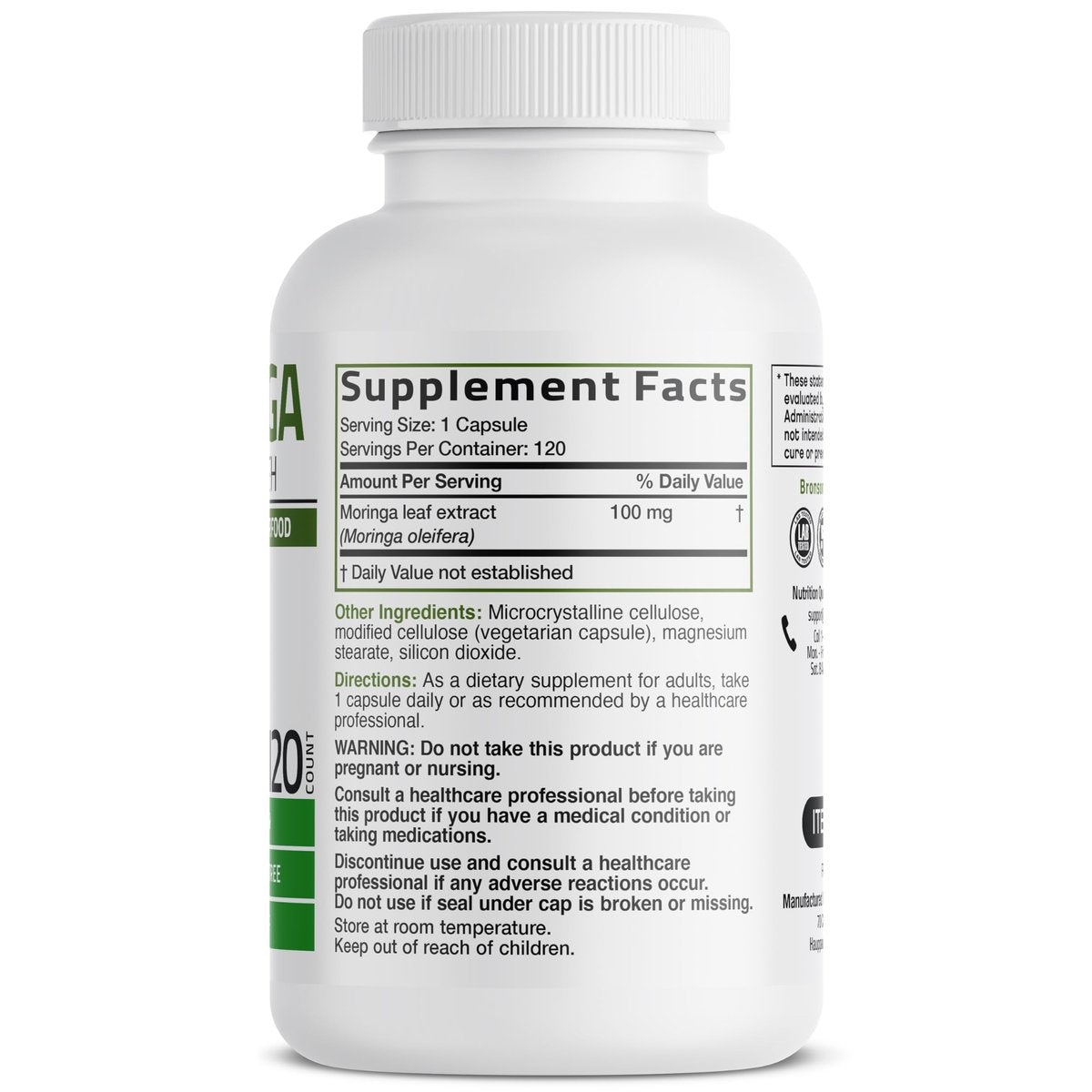Bronson Moringa Extra Strength Kapseln – Moringa Oleifera Pulver, 120 Kapseln