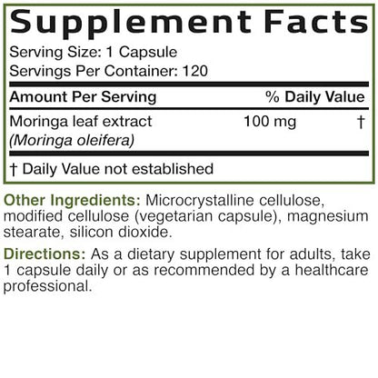 Bronson Moringa Extra Strength Kapseln – Moringa Oleifera Pulver, 120 Kapseln