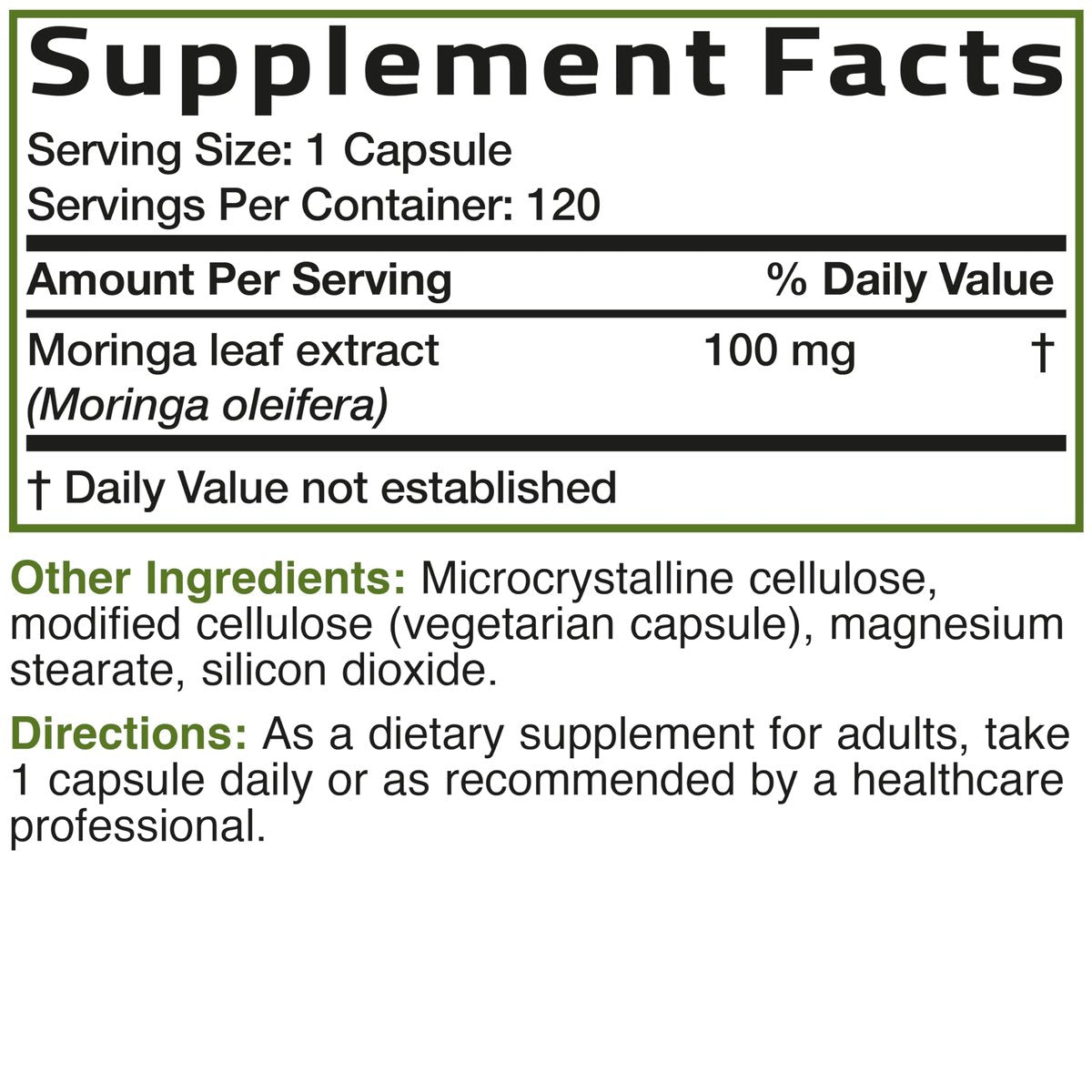 Bronson Moringa Extra Strength Kapseln – Moringa Oleifera Pulver, 120 Kapseln