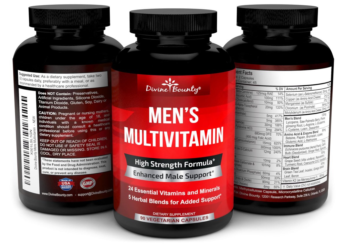 Tägliches Multivitamin für Männer – Vitamin A, C, D, E, K, B-Komplex, Calcium, Magnesium, Selen, Zink plus Herz, Gehirn, Immunsystem und Männergesundheit – 90 vegane Kapseln
