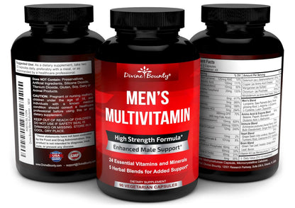 Tägliches Multivitamin für Männer – Vitamin A, C, D, E, K, B-Komplex, Calcium, Magnesium, Selen, Zink plus Herz, Gehirn, Immunsystem und Männergesundheit – 90 vegane Kapseln