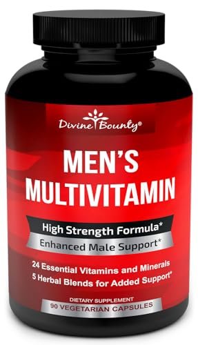 Tägliches Multivitamin für Männer – Vitamin A, C, D, E, K, B-Komplex, Calcium, Magnesium, Selen, Zink plus Herz, Gehirn, Immunsystem und Männergesundheit – 90 vegane Kapseln