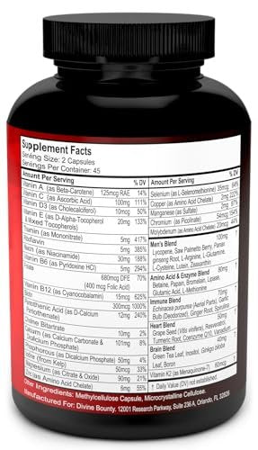 Tägliches Multivitamin für Männer – Vitamin A, C, D, E, K, B-Komplex, Calcium, Magnesium, Selen, Zink plus Herz, Gehirn, Immunsystem und Männergesundheit – 90 vegane Kapseln