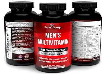 Tägliches Multivitamin für Männer – Vitamin A, C, D, E, K, B-Komplex, Calcium, Magnesium, Selen, Zink plus Herz, Gehirn, Immunsystem und Männergesundheit – 90 vegane Kapseln