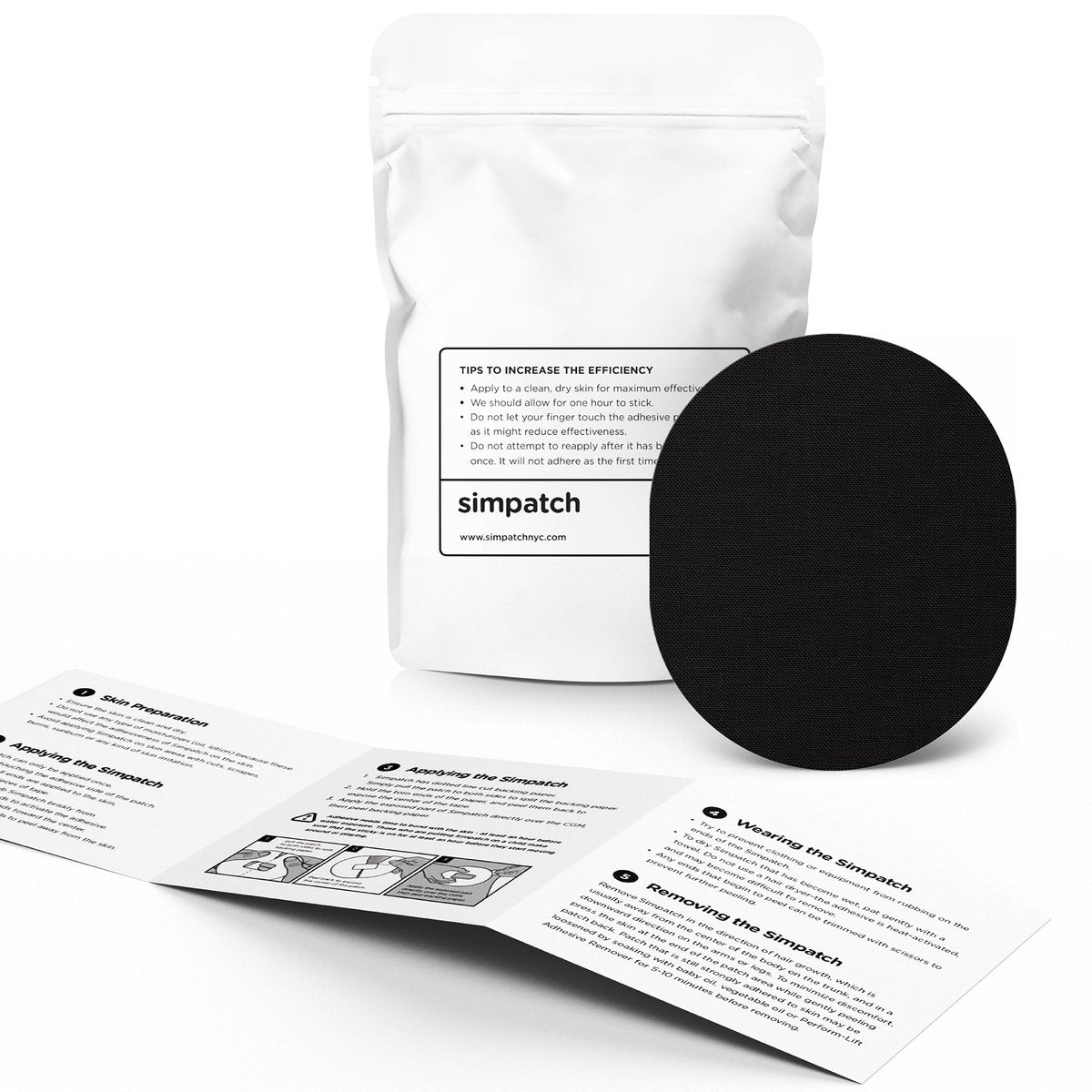 SIMPATCH Universal Klebepflaster (25er-Pack) - Wasserdichtes CGM-Pflaster (Schwarz)