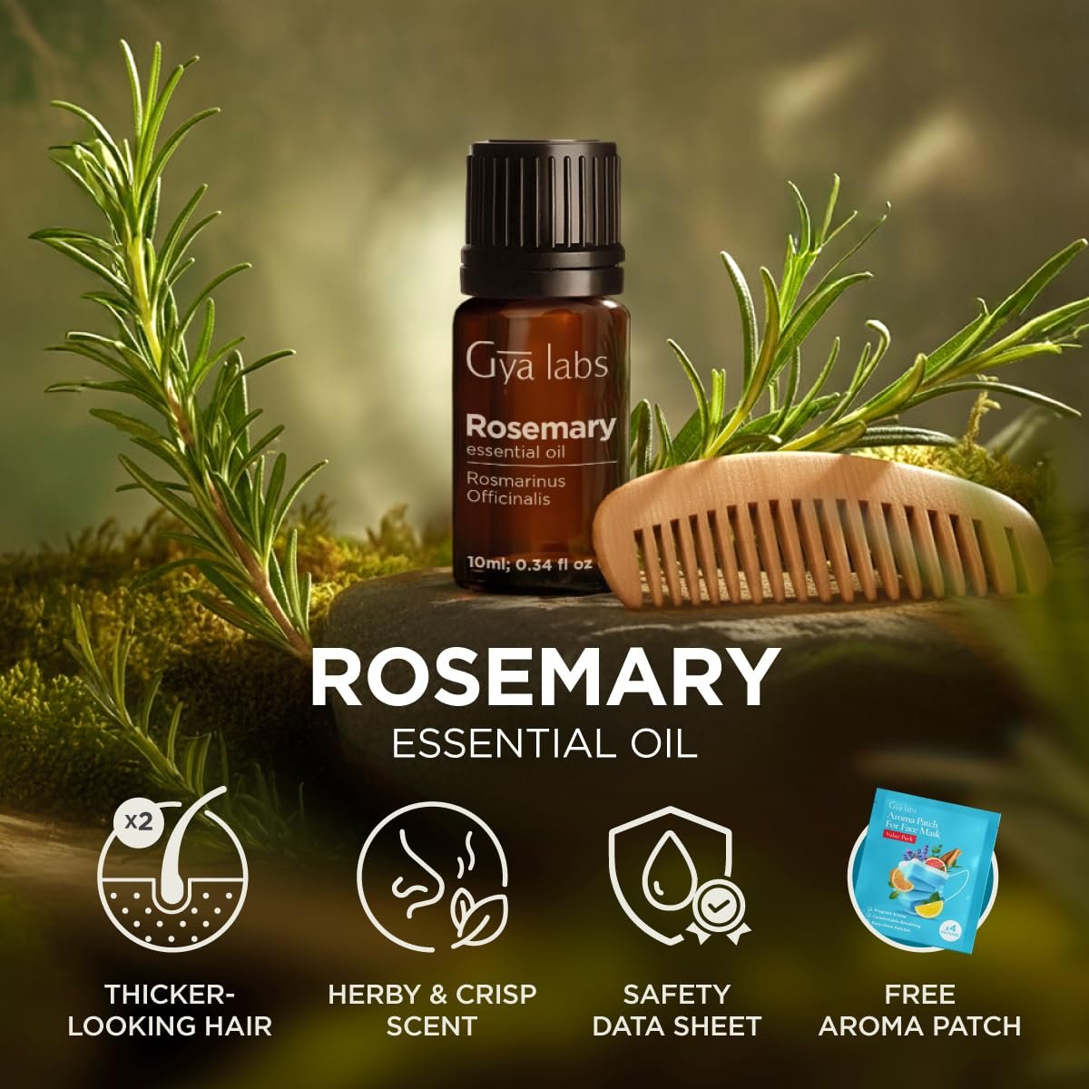 100% Reines Rosmarinöl - 0,34 Fl Oz - Rosmarinöl für Haare, Haut, Diffuser, Aromatherapie & DIY Kerzenherstellung Duft