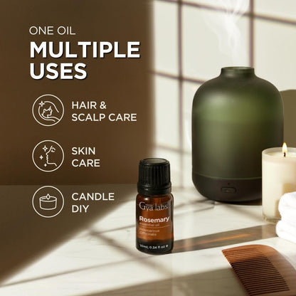 100% Reines Rosmarinöl - 0,34 Fl Oz - Rosmarinöl für Haare, Haut, Diffuser, Aromatherapie & DIY Kerzenherstellung Duft