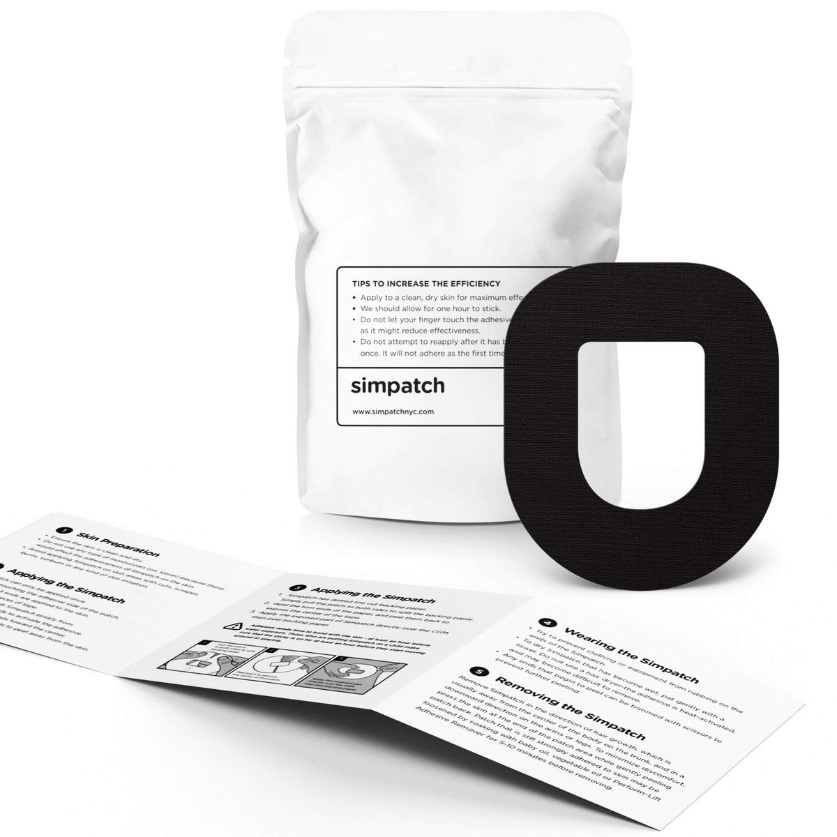SIMPATCH Klebepflaster für OmniPod – 25 Stück – Schwarz
