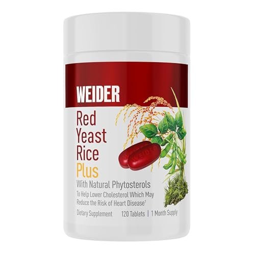 Weider Rote Hefe Reis Plus – Pflanzliches Nahrungsergänzungsmittel für die Herzgesundheit – mit Phytosterolen & Mikroalgen – 120 Kapseln