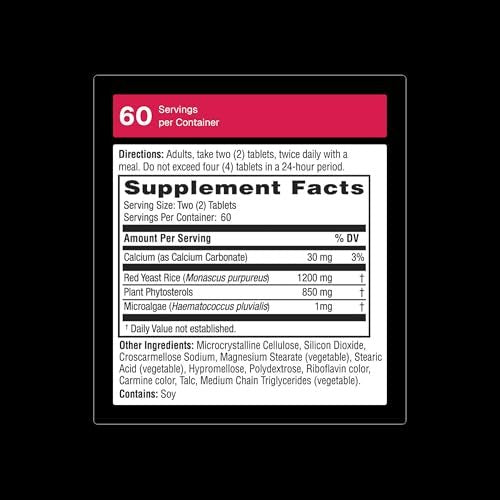 Weider Rote Hefe Reis Plus – Pflanzliches Nahrungsergänzungsmittel für die Herzgesundheit – mit Phytosterolen & Mikroalgen – 120 Kapseln