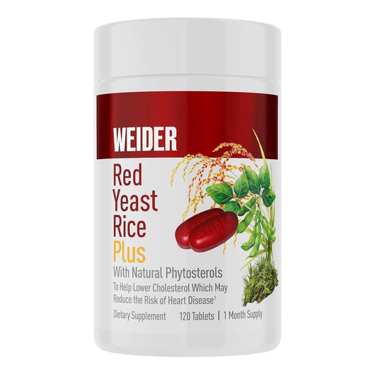 Weider Rote Hefe Reis Plus – Pflanzliches Nahrungsergänzungsmittel für die Herzgesundheit – mit Phytosterolen & Mikroalgen – 120 Kapseln