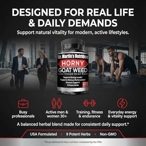 Super Strength Horny Goat Weed 120 Kapseln mit Maca, Arginin & Ginseng – Steigern Sie auf natürliche Weise Ihre Gesundheit, Trainingsleistung, Ausdauer und Energie, Gelenkgesundheit für Männer und Frauen (120 Kapseln)