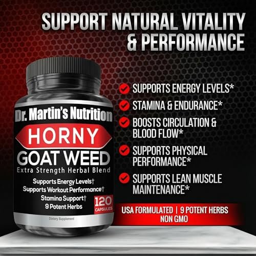 Super Strength Horny Goat Weed 120 Kapseln mit Maca, Arginin & Ginseng – Steigern Sie auf natürliche Weise Ihre Gesundheit, Trainingsleistung, Ausdauer und Energie, Gelenkgesundheit für Männer und Frauen (120 Kapseln)