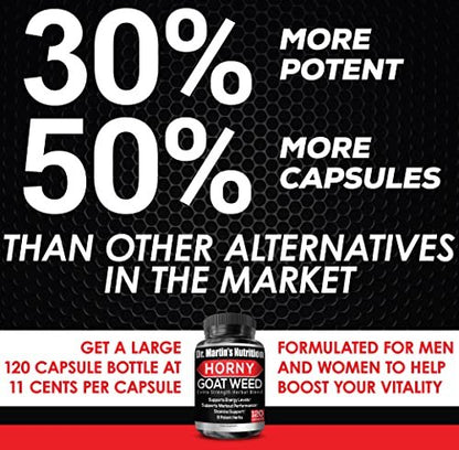 Super Strength Horny Goat Weed 120 Kapseln mit Maca, Arginin & Ginseng – Steigern Sie auf natürliche Weise Ihre Gesundheit, Trainingsleistung, Ausdauer und Energie, Gelenkgesundheit für Männer und Frauen (120 Kapseln)