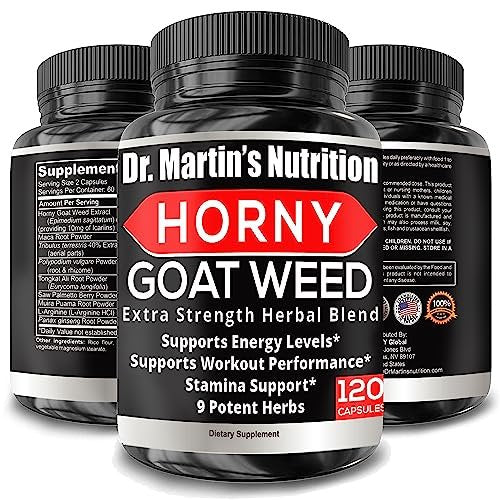 Super Strength Horny Goat Weed 120 Kapseln mit Maca, Arginin & Ginseng – Steigern Sie auf natürliche Weise Ihre Gesundheit, Trainingsleistung, Ausdauer und Energie, Gelenkgesundheit für Männer und Frauen (120 Kapseln)