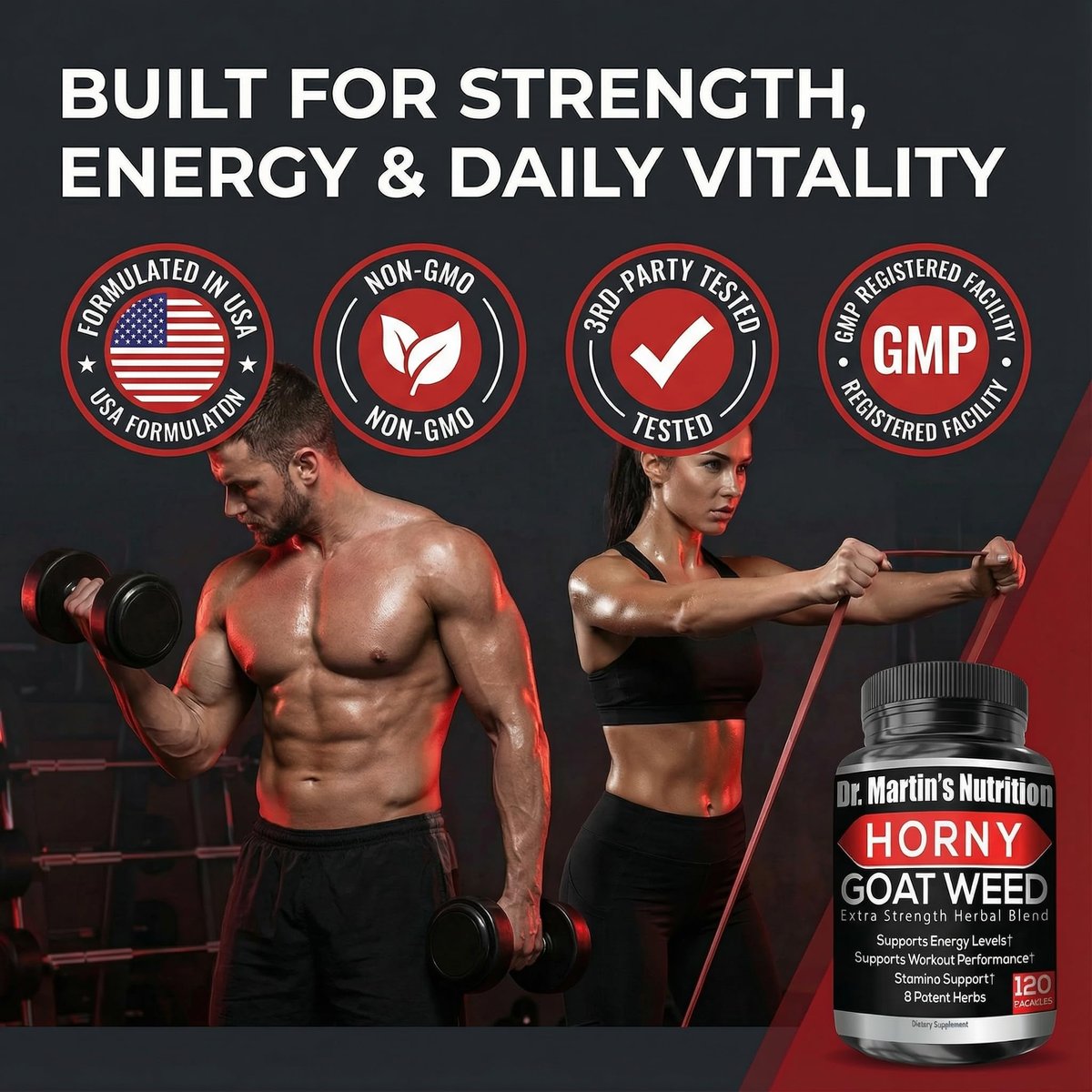 Super Strength Horny Goat Weed 120 Kapseln mit Maca, Arginin & Ginseng – Steigern Sie auf natürliche Weise Ihre Gesundheit, Trainingsleistung, Ausdauer und Energie, Gelenkgesundheit für Männer und Frauen (120 Kapseln)