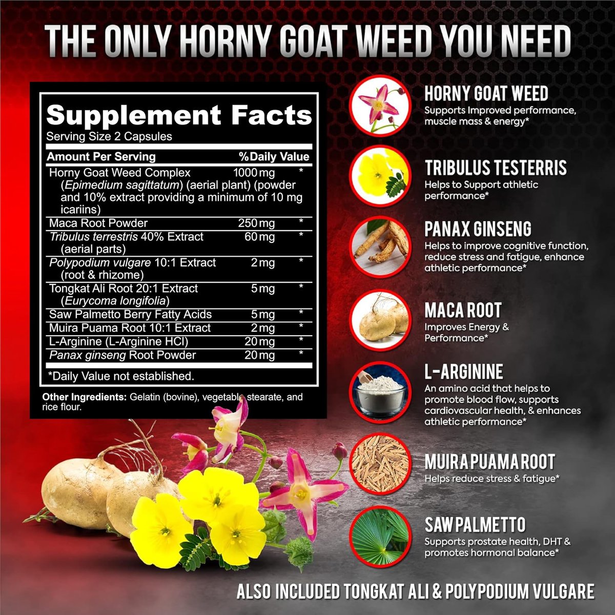 Super Strength Horny Goat Weed 120 Kapseln mit Maca, Arginin & Ginseng – Steigern Sie auf natürliche Weise Ihre Gesundheit, Trainingsleistung, Ausdauer und Energie, Gelenkgesundheit für Männer und Frauen (120 Kapseln)