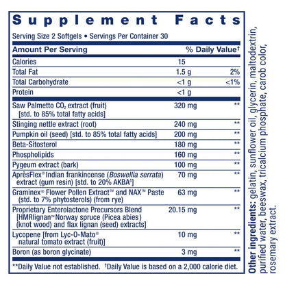 Life Extension Ultra Prostata-Formel – Sägepalme, Pygeum, Brennnesselwurzel, Lycopin für Prostata-Gesundheit, Harnfluss, PSA, Nicht-GVO, glutenfrei, 60 Softgels