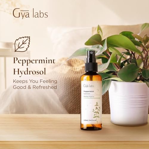 Gya Labs Pfefferminz-Hydrolat – 100 ml – Feuchtigkeitsspendendes Gesichts- und Körperspray als Gesichtswasser & Haarauffrischer – Auch als Kissen-, Raum- & Wäschespray für frischen Duft