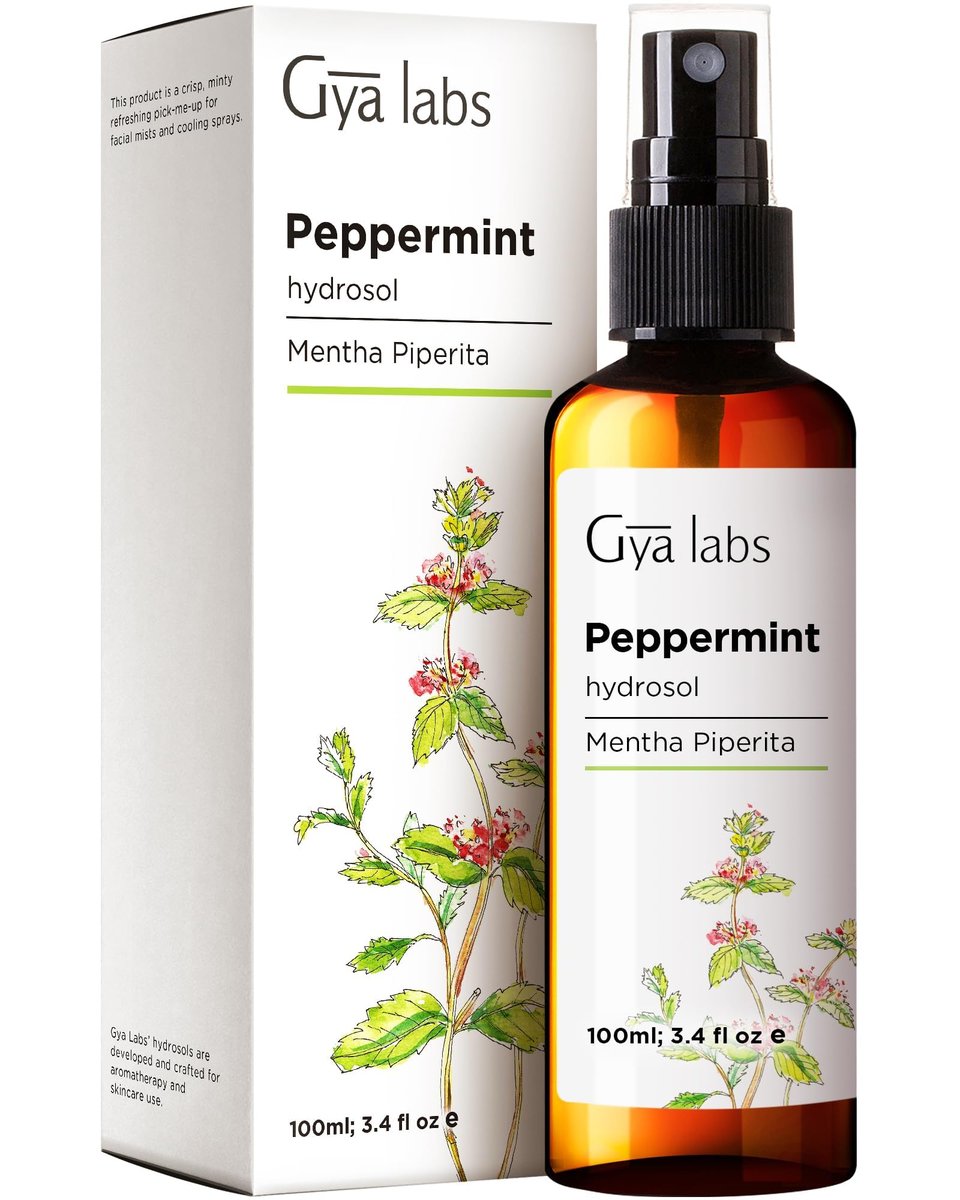 Gya Labs Pfefferminz-Hydrolat – 100 ml – Feuchtigkeitsspendendes Gesichts- und Körperspray als Gesichtswasser & Haarauffrischer – Auch als Kissen-, Raum- & Wäschespray für frischen Duft