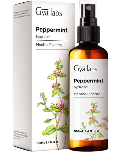 Gya Labs Pfefferminz-Hydrolat – 100 ml – Feuchtigkeitsspendendes Gesichts- und Körperspray als Gesichtswasser & Haarauffrischer – Auch als Kissen-, Raum- & Wäschespray für frischen Duft