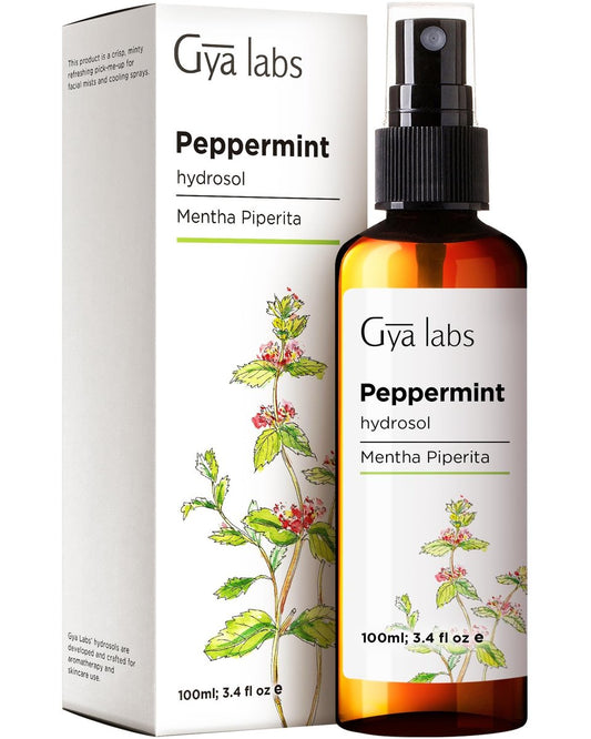 Gya Labs Pfefferminz-Hydrolat – 100 ml – Feuchtigkeitsspendendes Gesichts- und Körperspray als Gesichtswasser & Haarauffrischer – Auch als Kissen-, Raum- & Wäschespray für frischen Duft