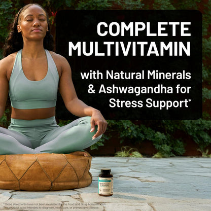 NatureWise Multivitamin für Frauen + Stressunterstützung mit Bio-Vollwertkost & natürlichen Mineralien - B-Komplex + Vitamin C + D3 K2 für Immunität, Haare, Haut & Nägel - Non-GMO - 60 Kapseln (30-Tage-Vorrat)